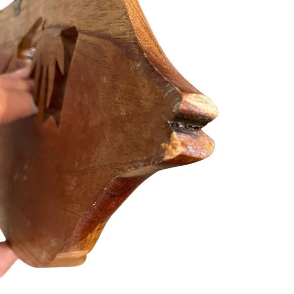 Hand Carved and Hand Painted Wall Hanging, Fish Design, Art Deco - Picture 3 of 3